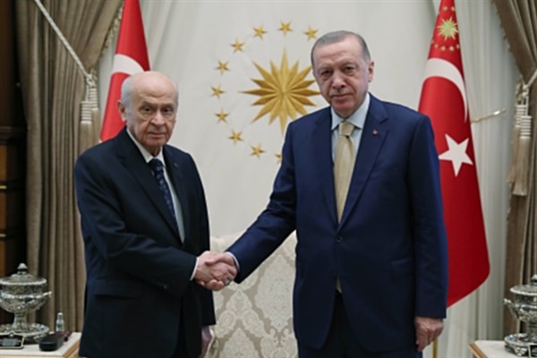 Cumhurbaşkanı Erdoğan, Bahçeli'yi Cumhurbaşkanlığı Külliyesi'nde kabul etti