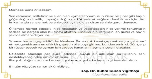 Vali Yiğitbaşı’dan, Gençlere Mektup