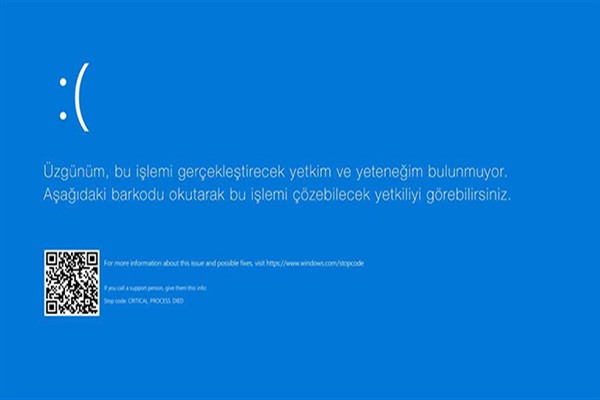 Mavi ekran uyarısı