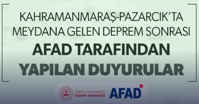 AFAD Duyuru Yaptı